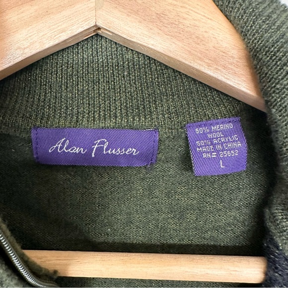 Alan Flusser 1/4 Zip Mens Merino Wool Sweater Size L - Picture 3 of 5